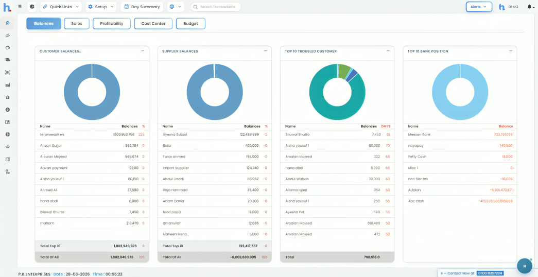 Hisaab Basic POS Dashboard Screenshot